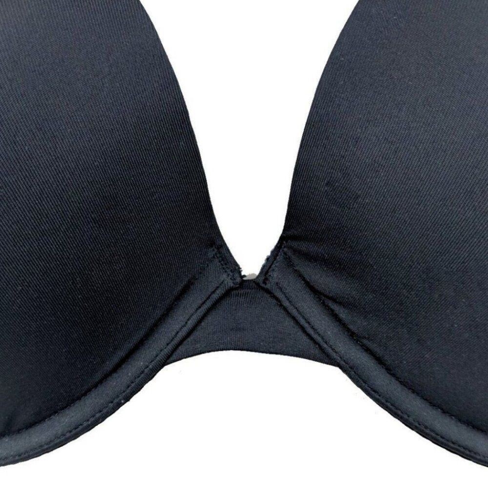 Lane Bryant Cacique Smooth Boost Plunge Bra Solid Satin Size 42DDD Black NWOT