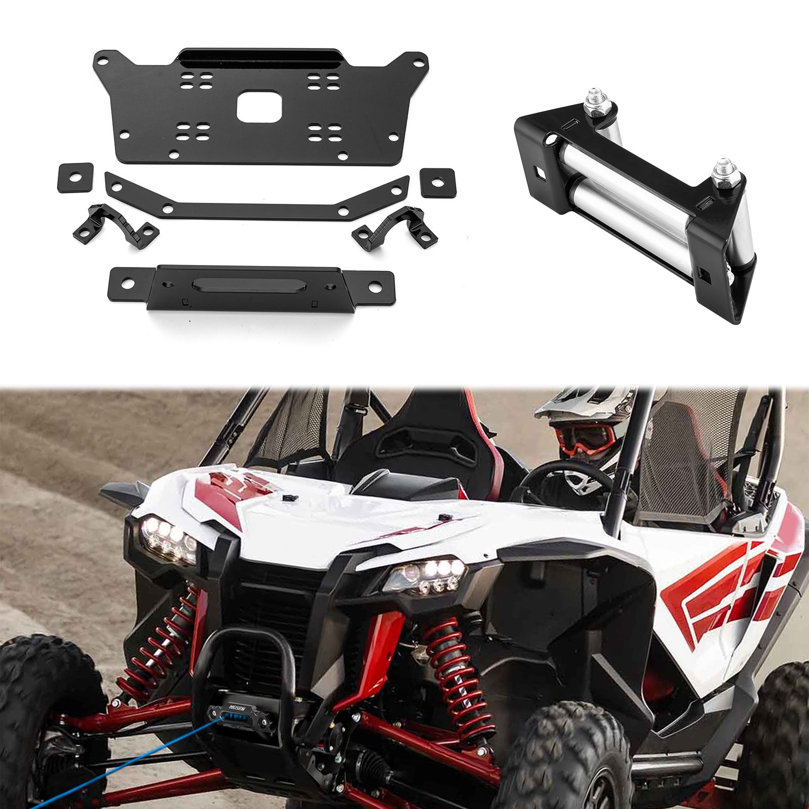 Heavy Duty Winch Mount w/6" Winch Roller Fairlead Fit Honda Talon 1000X/1000R