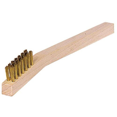 Weiler 44189 Small Hand Wire Scratch Brush, Brass Fill, Wood Handle, 3 x 7 Rows