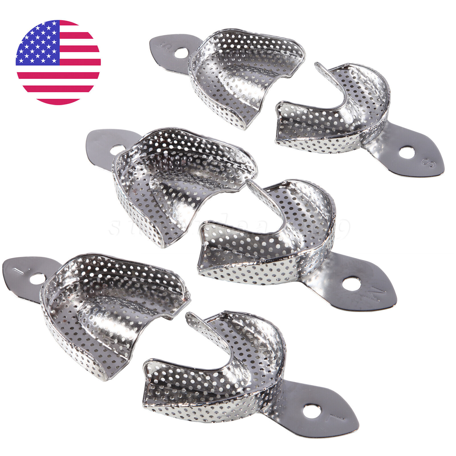 DENTAL STAINLESS STEEL IMPRESSION TRAYS AUTOCLAVABLE SET OF 6 sk
