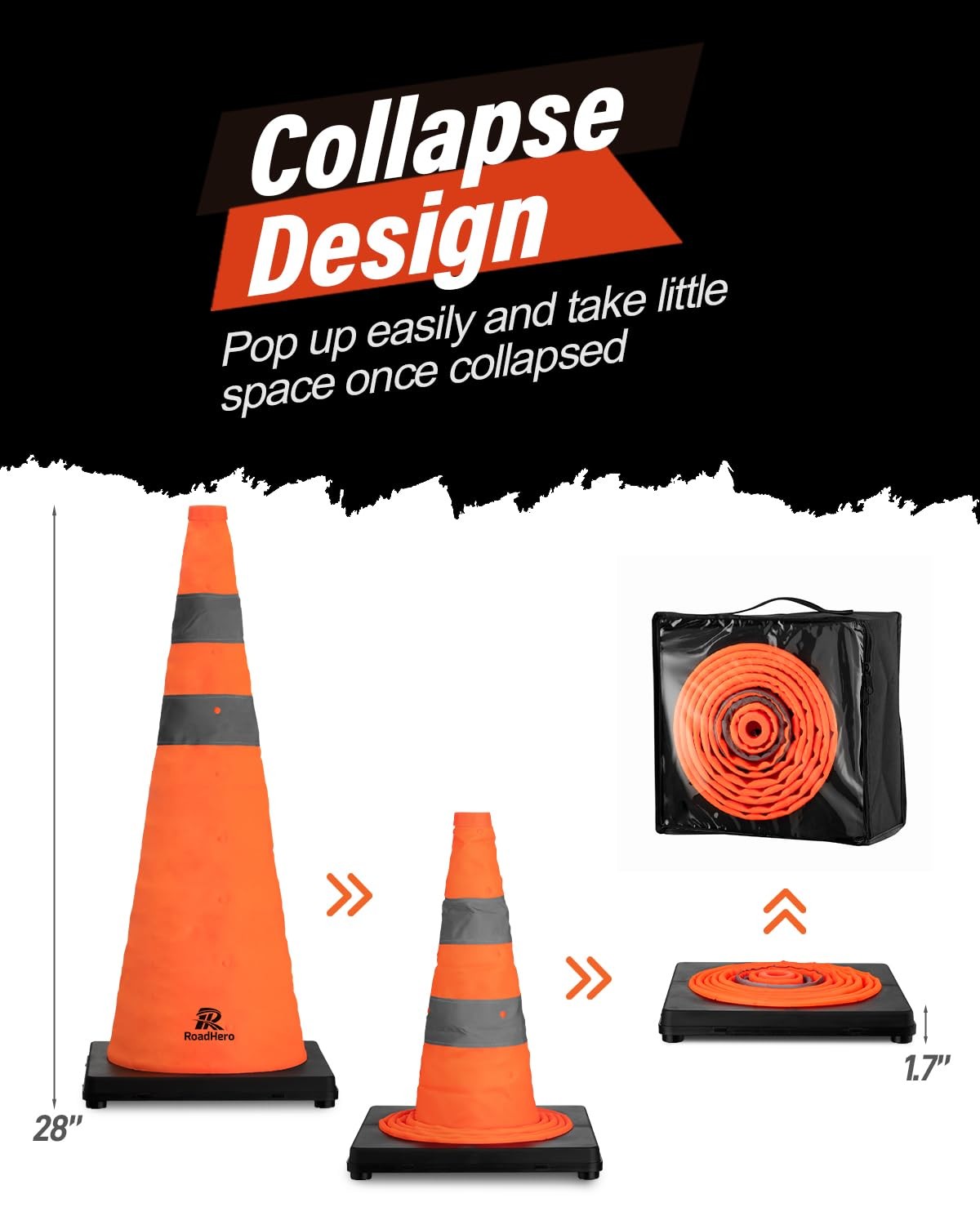 RoadHero 2 pack 28" traffic safety cones