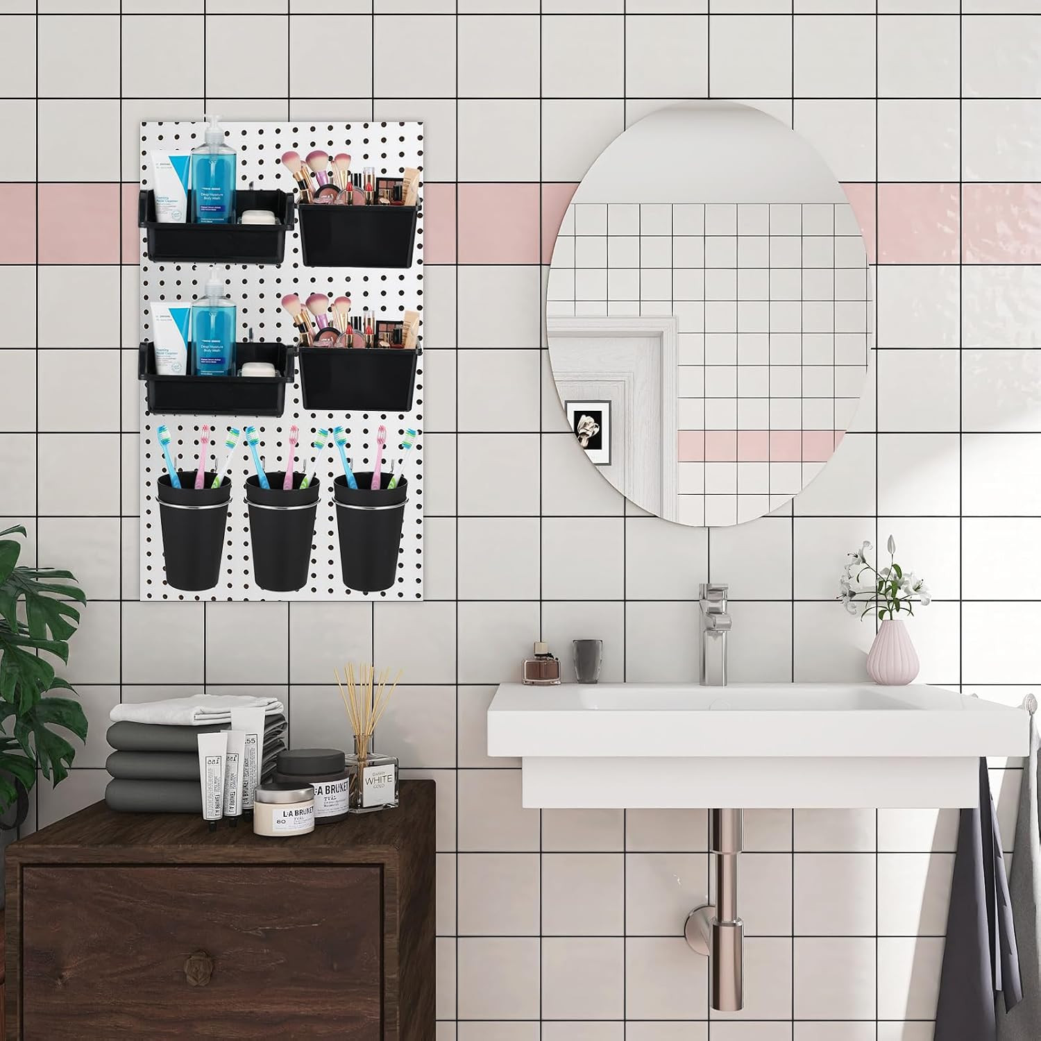 20 Pcs Pegboard Cups Pegboard Bins Set, Pegboard Wall Organizer with Hooks