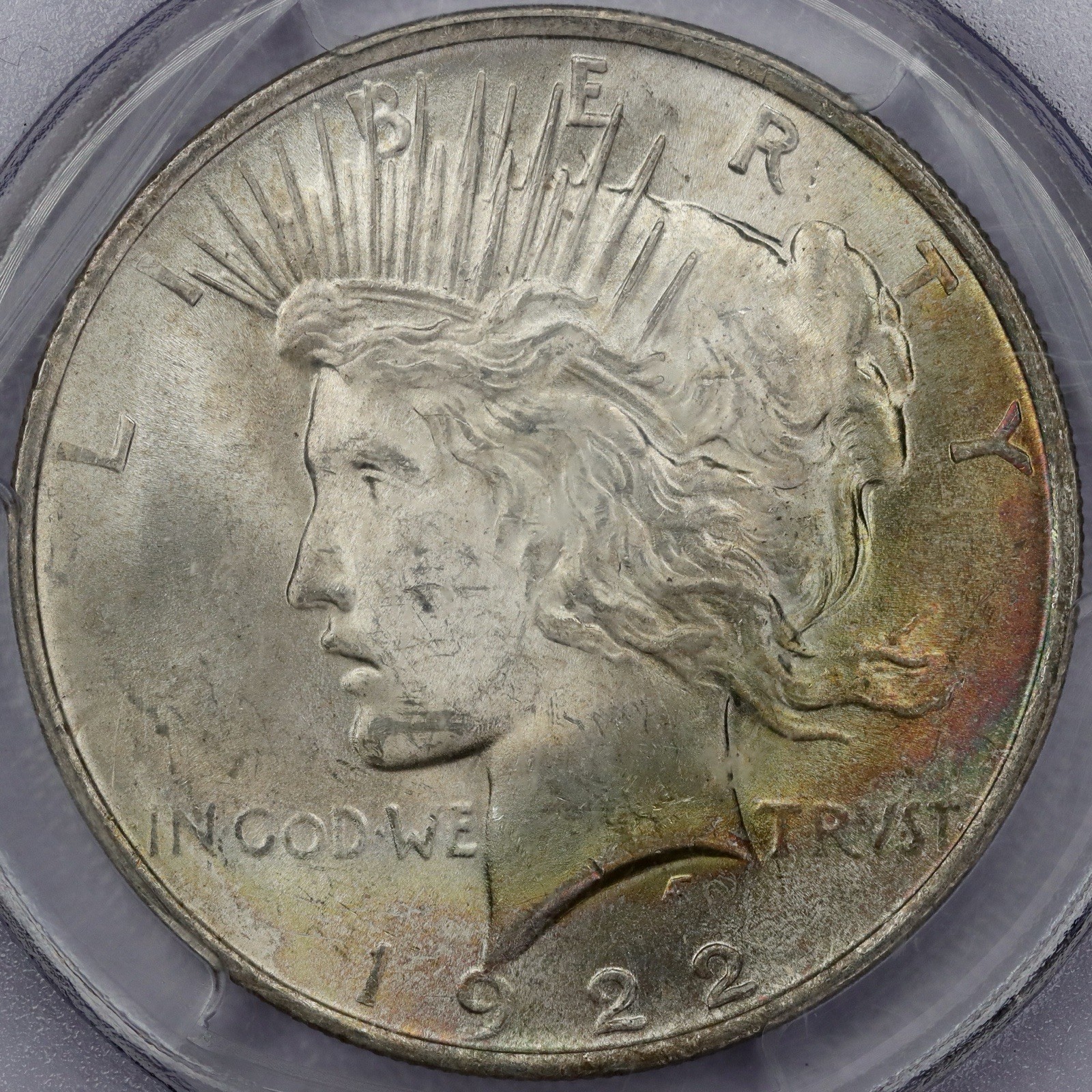 1922 $1 Peace Dollar PCGS MS63 CAC Nicely Toned