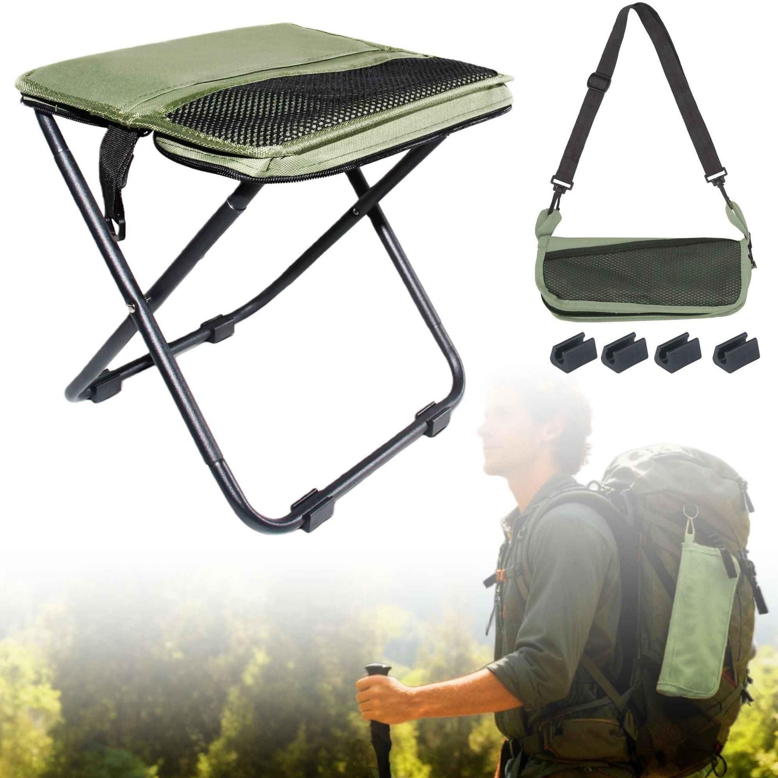 Folding Stool Backpacking Chair Portable: Ultralight 700g Collapsible Pocket ...
