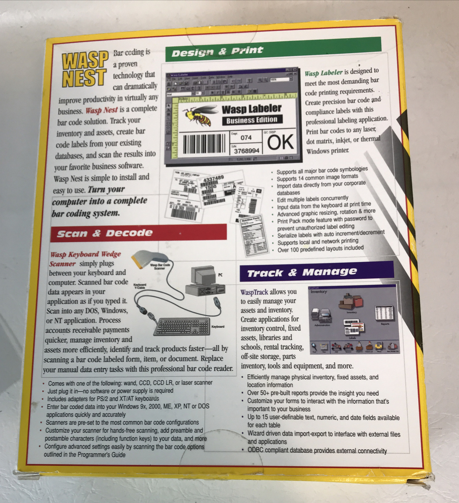 New in Open Box Wasp Nest WCS 3900 PRO CCD Barcode Scanner