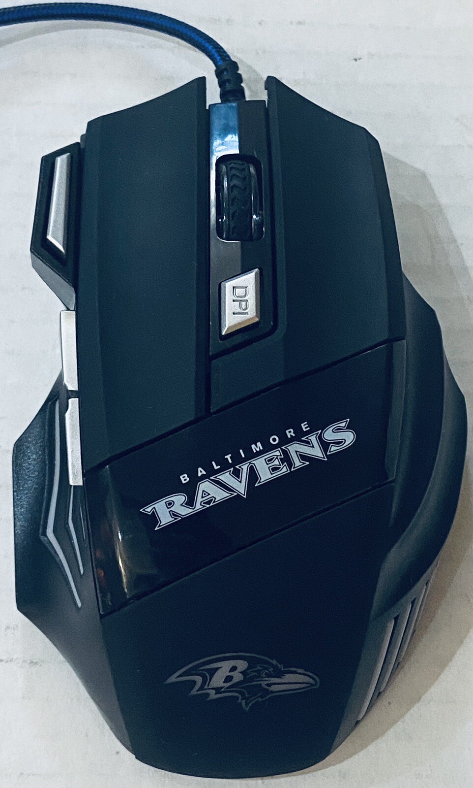 BALTIMORE RAVENS GAMING WIRED MOUSE MODEL RGX-M2-BLK 7200DPI 7 BUTTON 5V 100mA