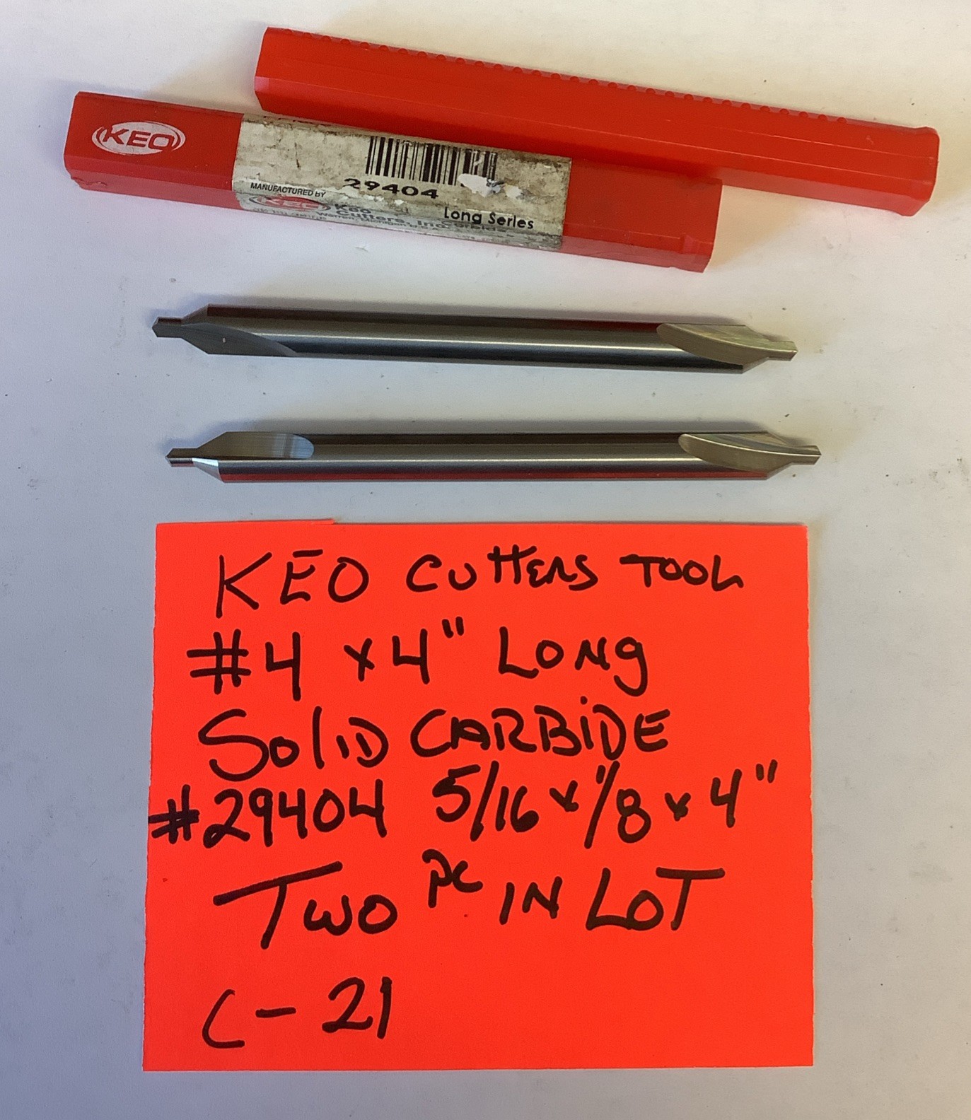 Carbide Drill /Countersink, KEO CUTTERS, 60 Deg. #4 X 4” X 1/8”(2Pc In Lot) C21