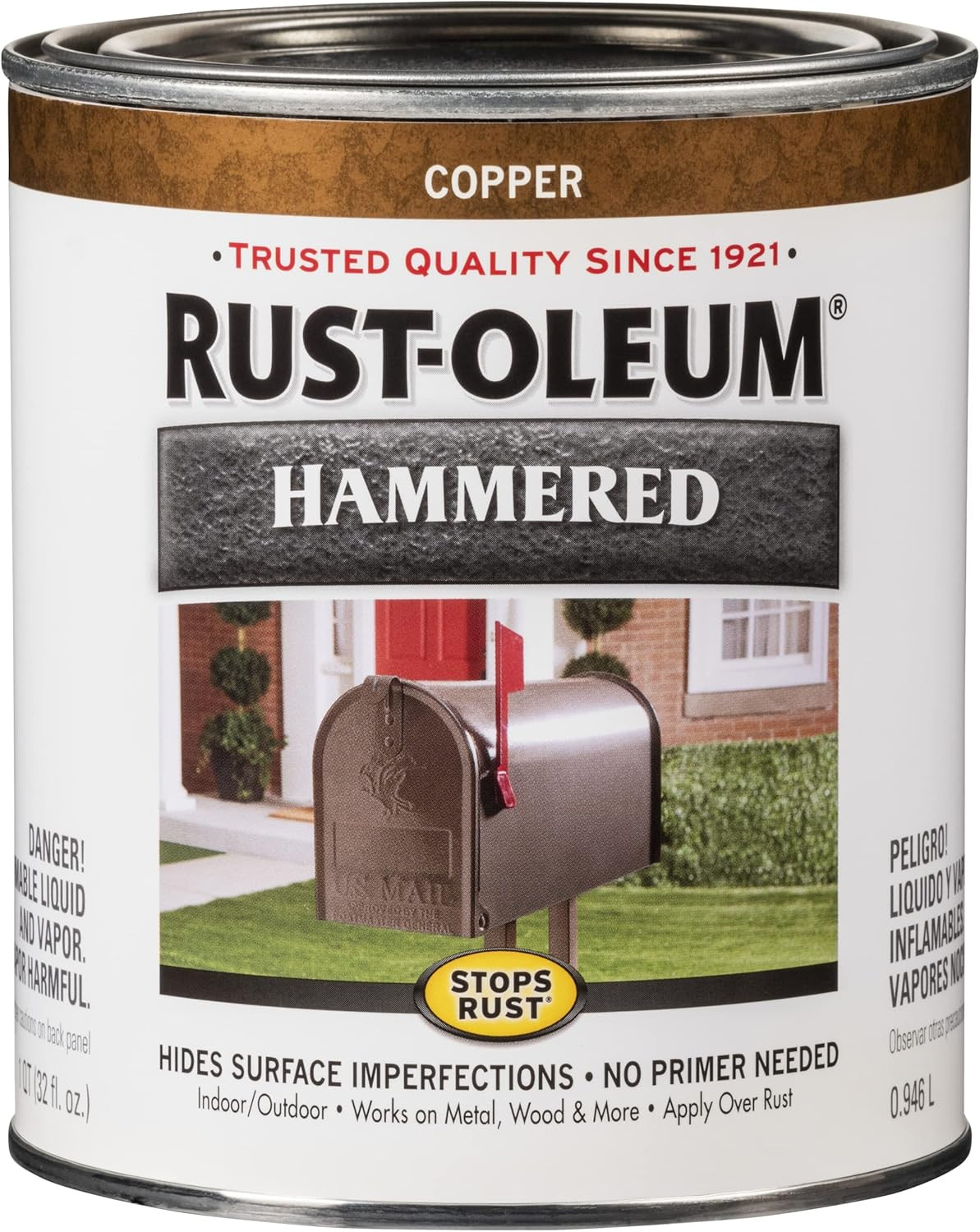 239074-2PK Stops Rust Hammered Finish Paint, Quart, Copper, (Pack of 2)