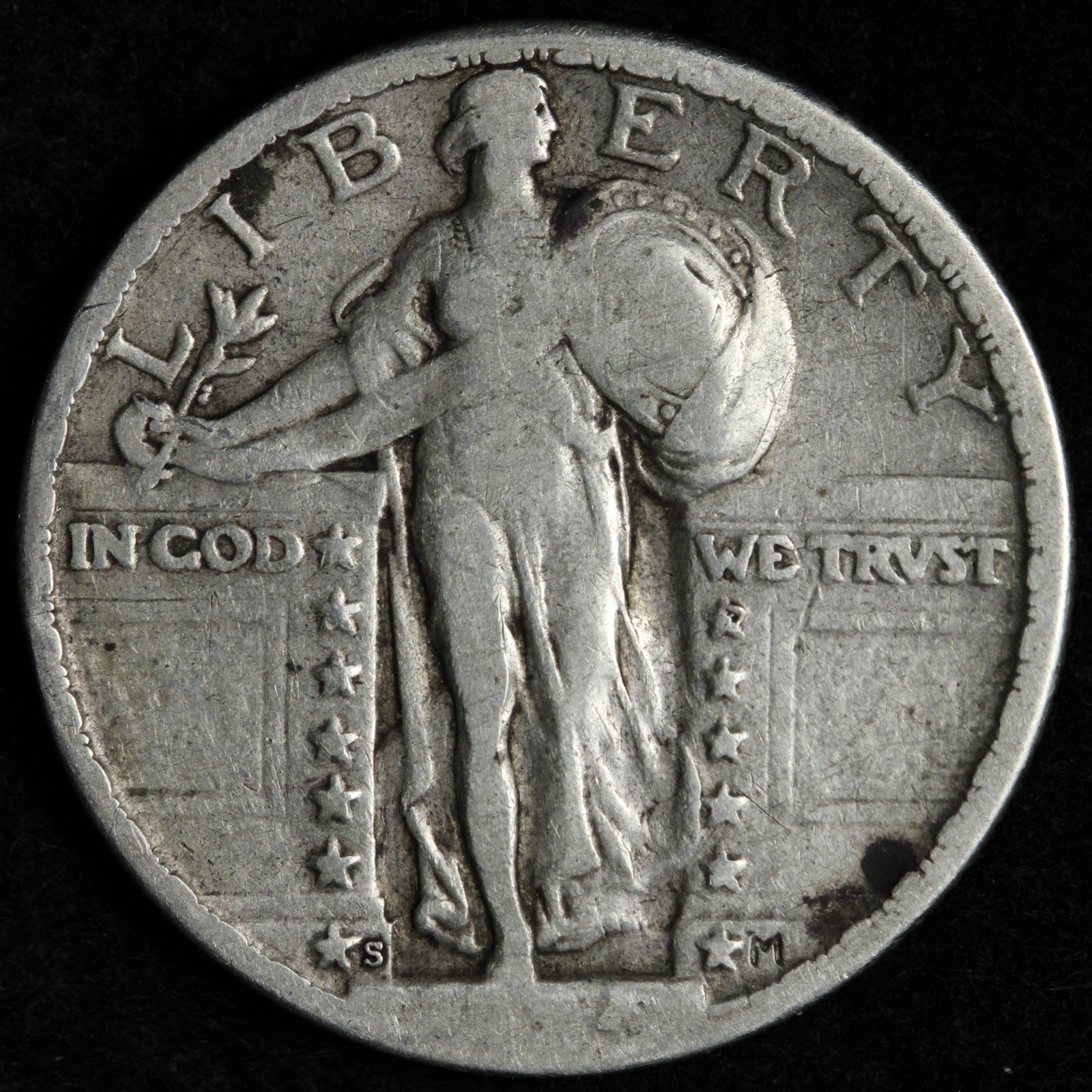 1924-S Standing Liberty Silver Quarter VF E273 YIEH
