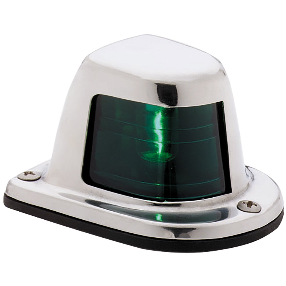 Attwood 1-Mile Deck Mount, Green Sidelight - 12V - Stainless Steel Housing ATTWO