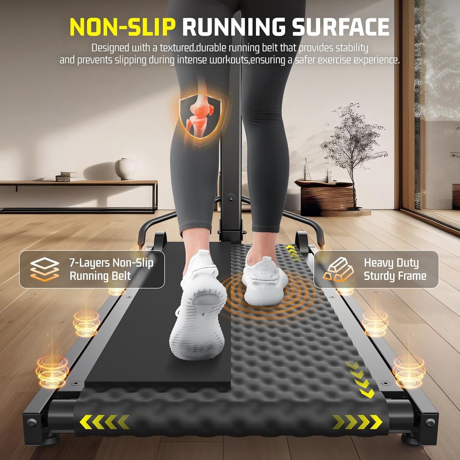 Under Desk Treadmill with Handle Bar,300lbs Capacity, Non-Electric Fixed Incline