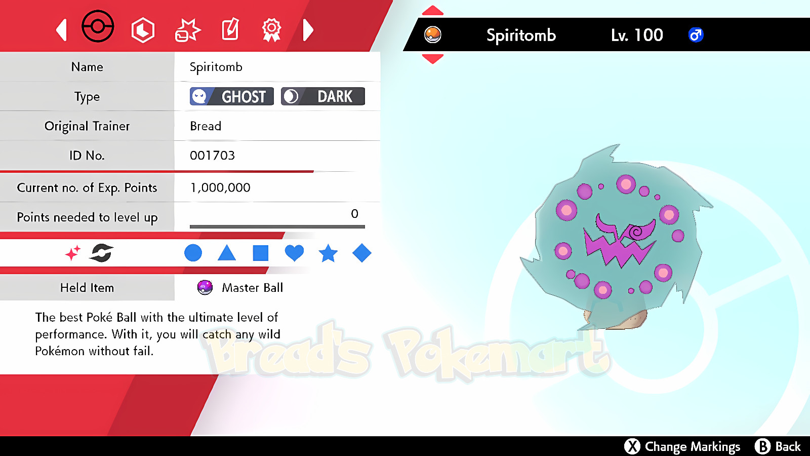 ✨ Ultra SHINY 6IV SPIRITOMB ✨ Pokemon SWORD and SHIELD lv100 EVs +MasterBall