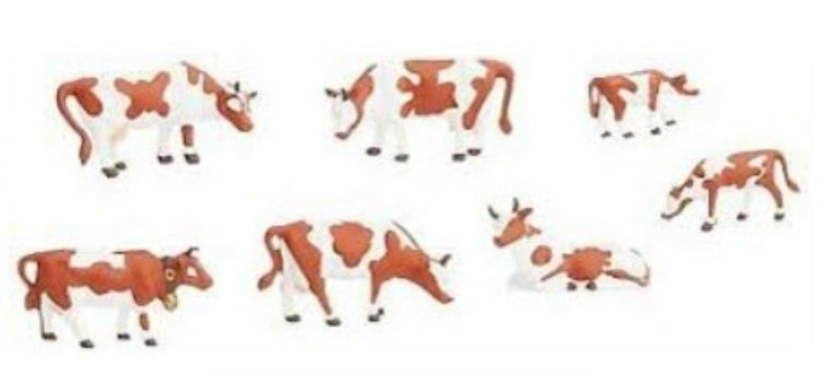 HO Scale Model Power Figures COWS AND CALVES BROWN & WHITE 7 PIECES Item #5742