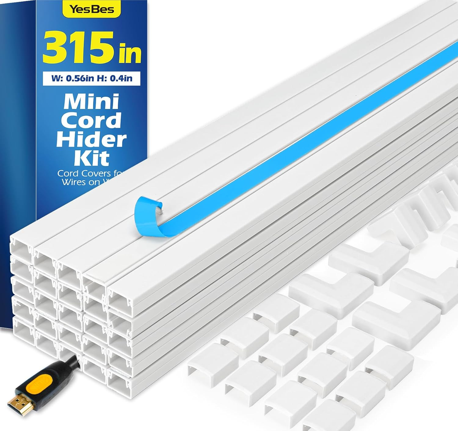 315In Cord Hider Kit, Cord Covers for Wires on Wall, Cord Hider for Wall Mount T