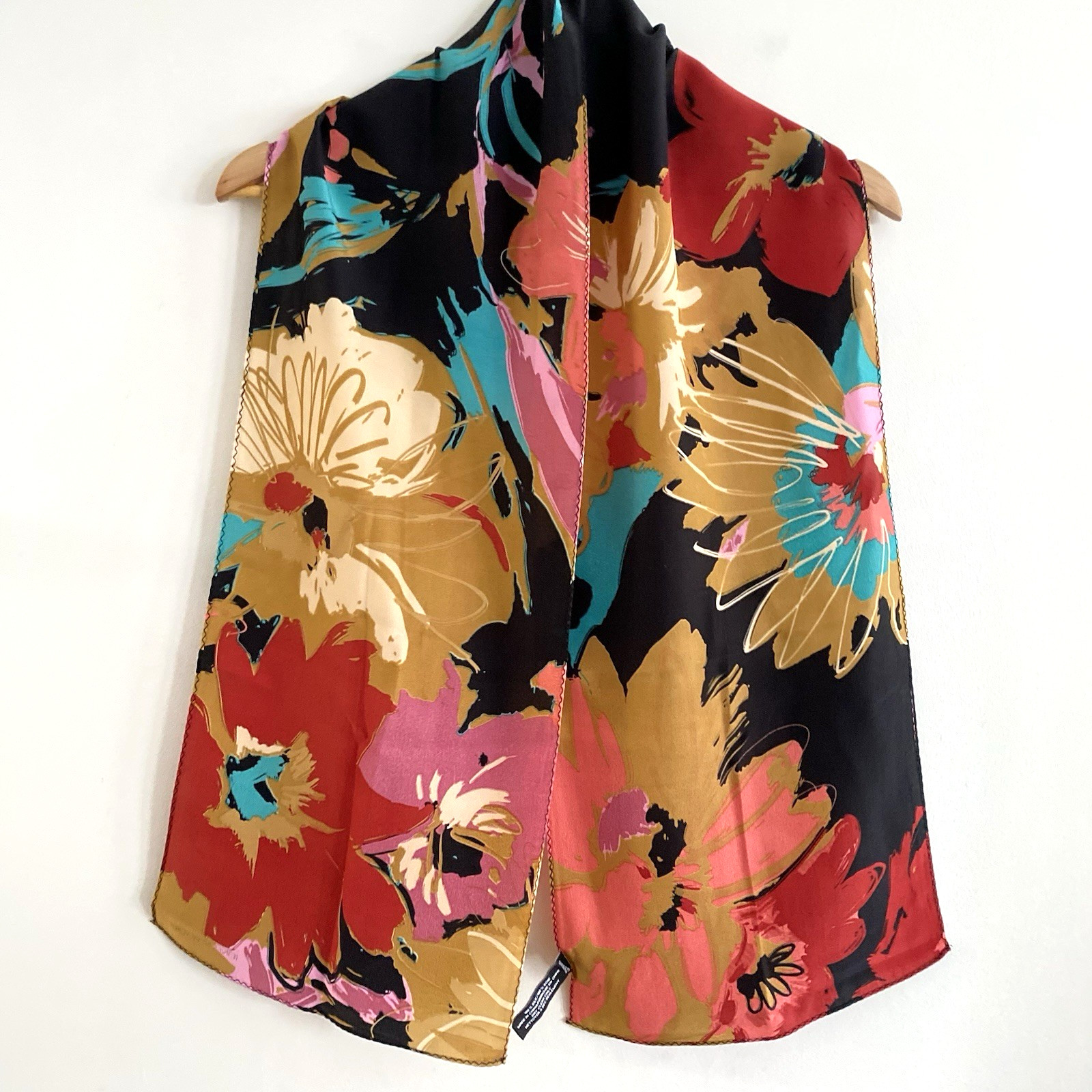 Jones New York Silk Scarf Abstract Floral Colorful Artsy Preppy