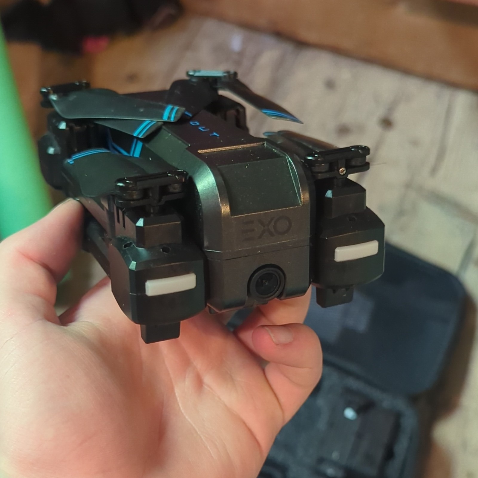 EXO Scout Foldable Quadcopter Drone RTF w/ Controller & Carrying Case Black/Blue
