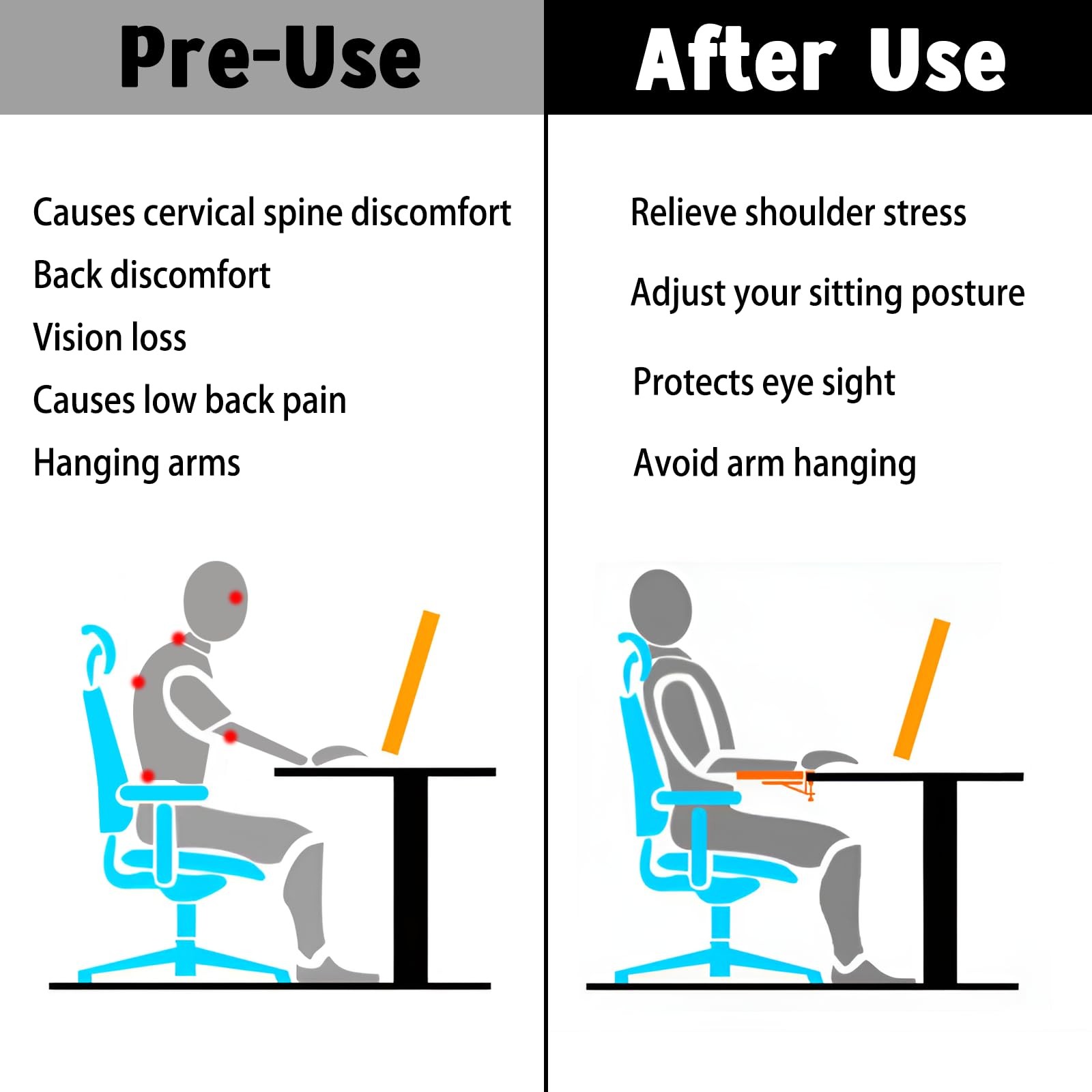 Arm Rest for Desk, Ergonomic Foldable Elbow Rest for Computer Desk, Adjustabl...