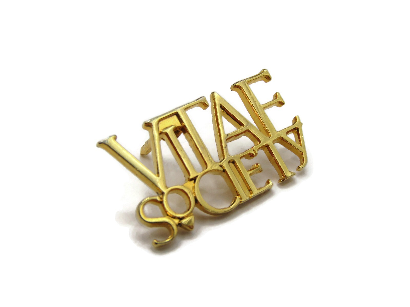 Vintage Vitae Society Pro-Life Lapel Pin Gold Tone Metal Brooch Anti-Abortion