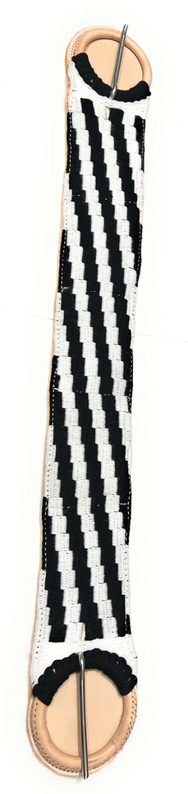 36" WHITE AND BLACK CHARRO SADDLE HORSE CINCH, CINCHO CHARRO PARA CABALLO