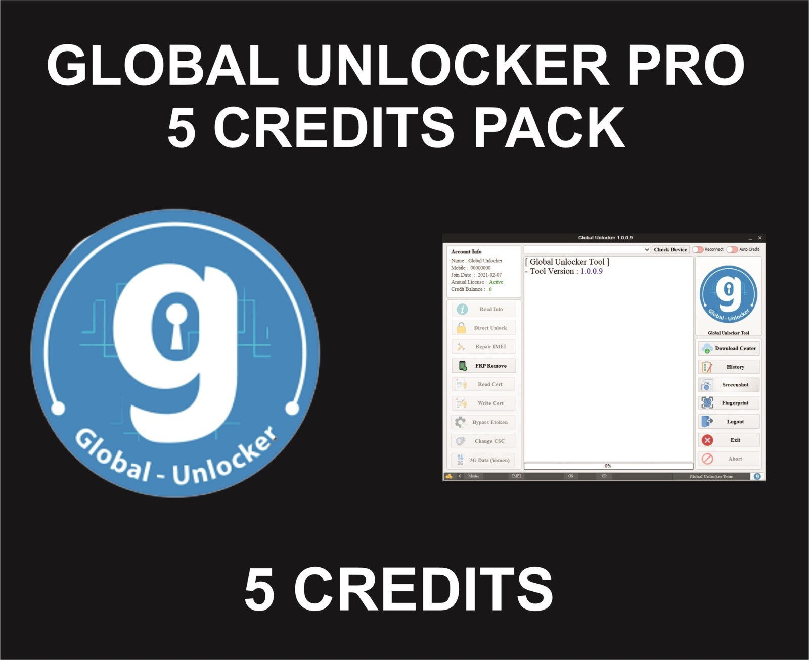 Global Pro Tool, Credit Pack, 5 Credits