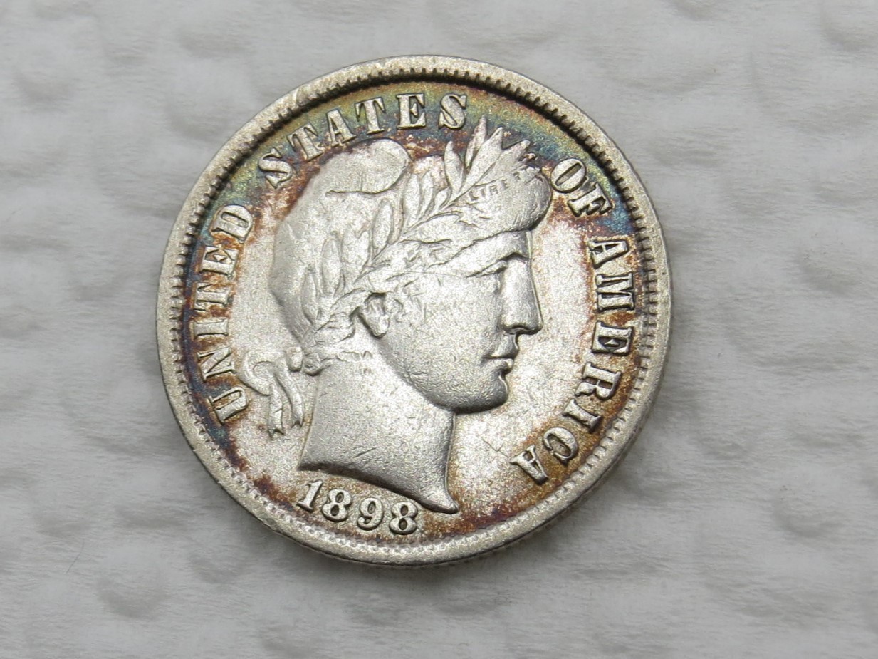 1898 P Barber Dime - XF/AU - Full Liberty - Nice Toning! - 90% Silver 10 Cents