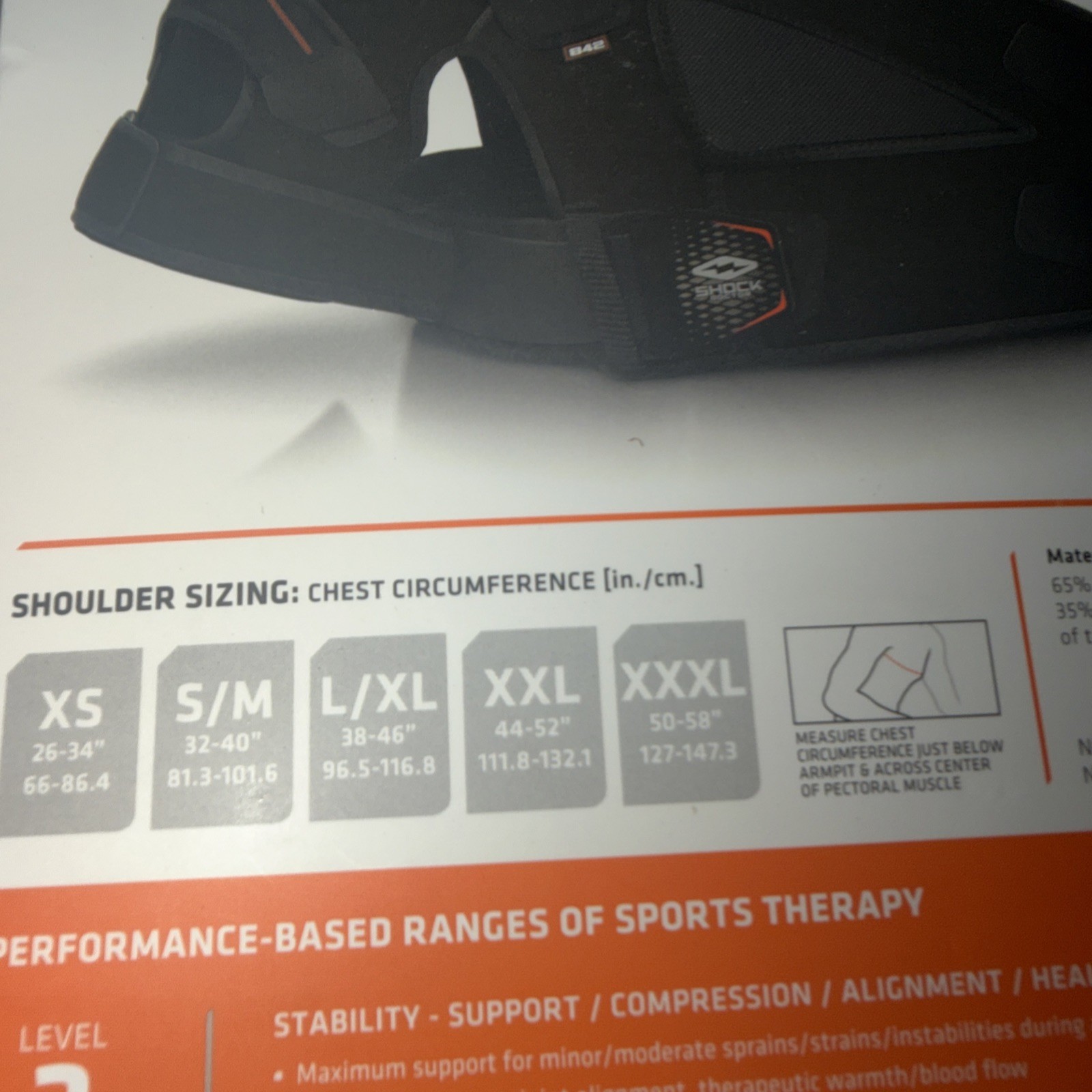 Shock Doctor level 3 Ultra Shoulder Support/ Stability Support size S/M 32”-40”