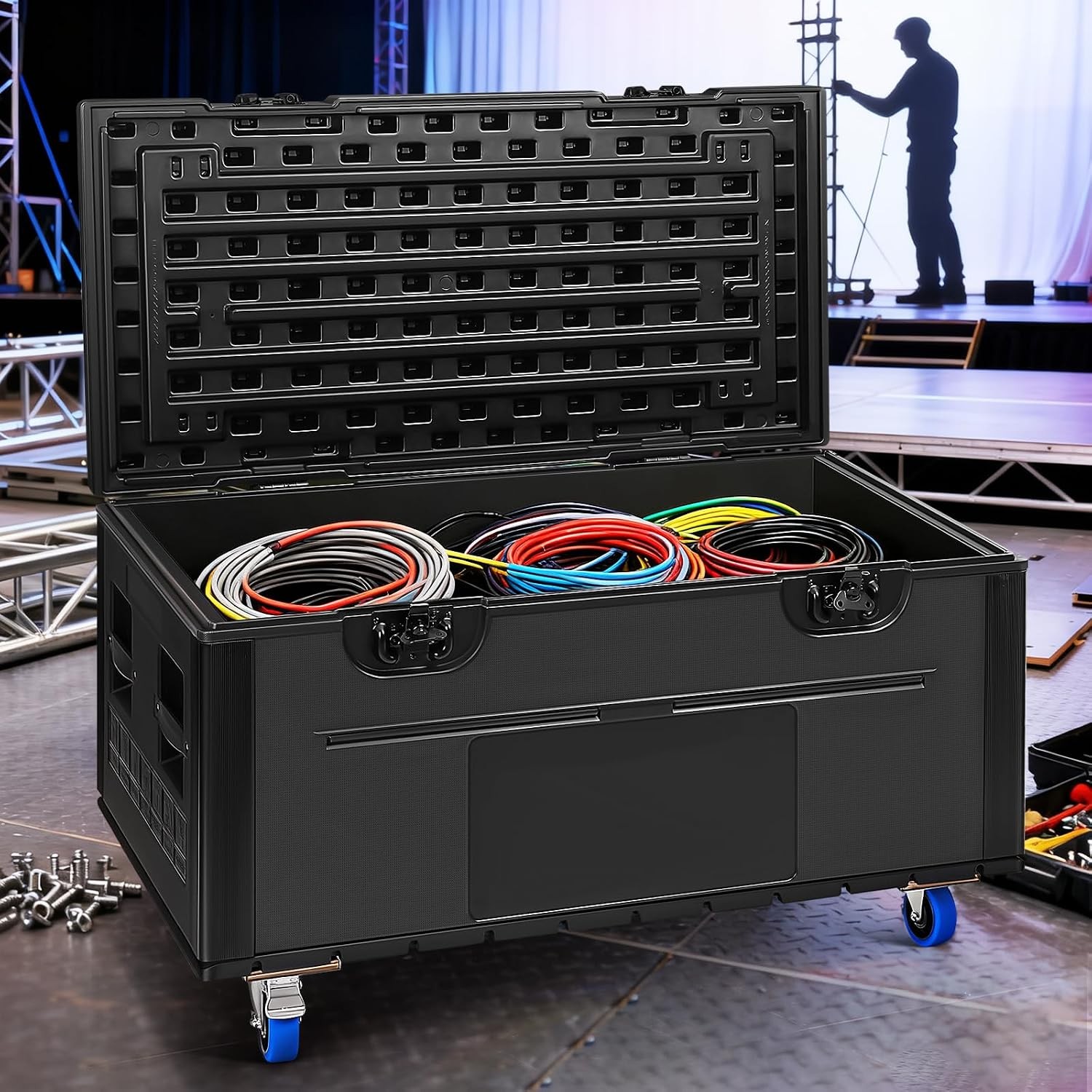 Heavy Duty ATA Rolling Road Case 35''Cable Trunk Road Case for Pro Audio Storage