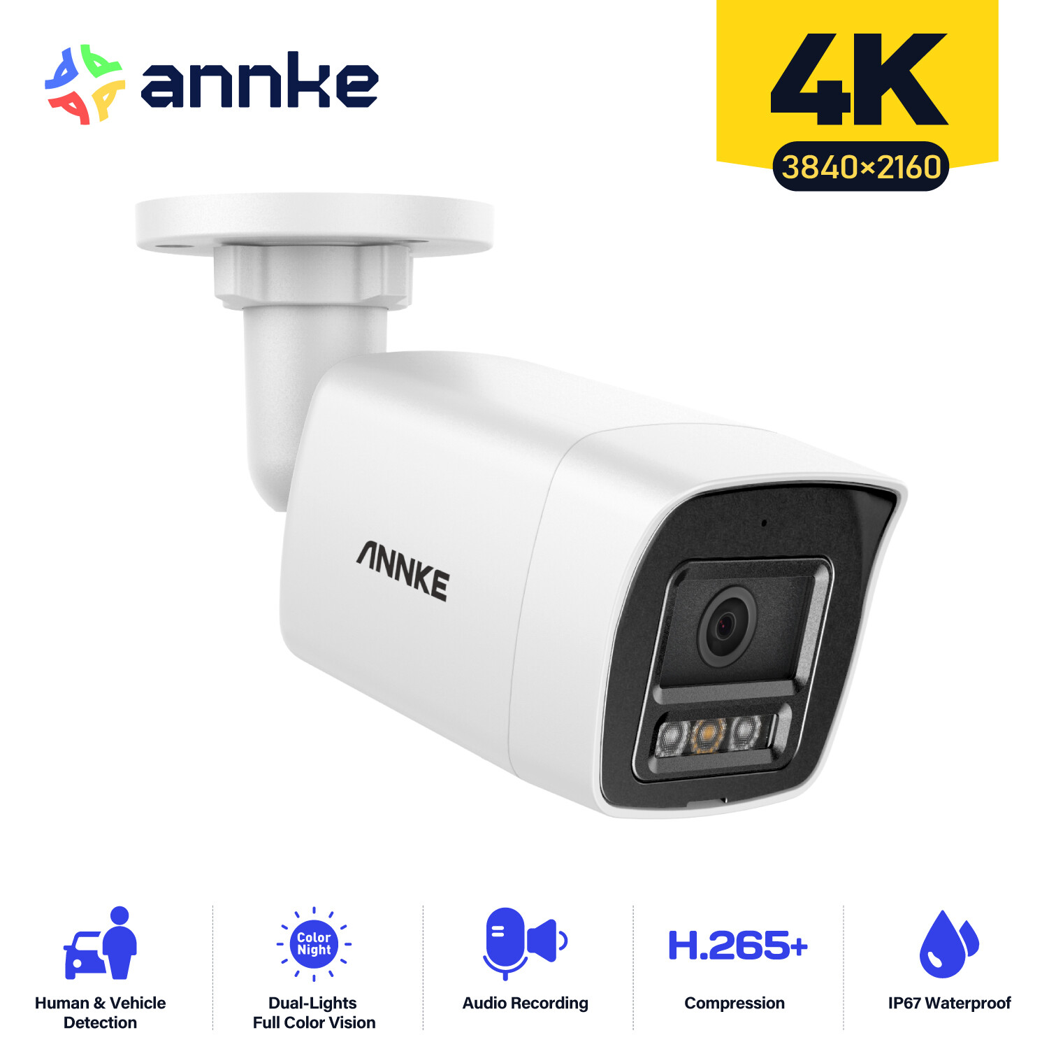 ANNKE 4K POE Security IP Camera C800 Outdoor AI Color Night Audio Recording IP67