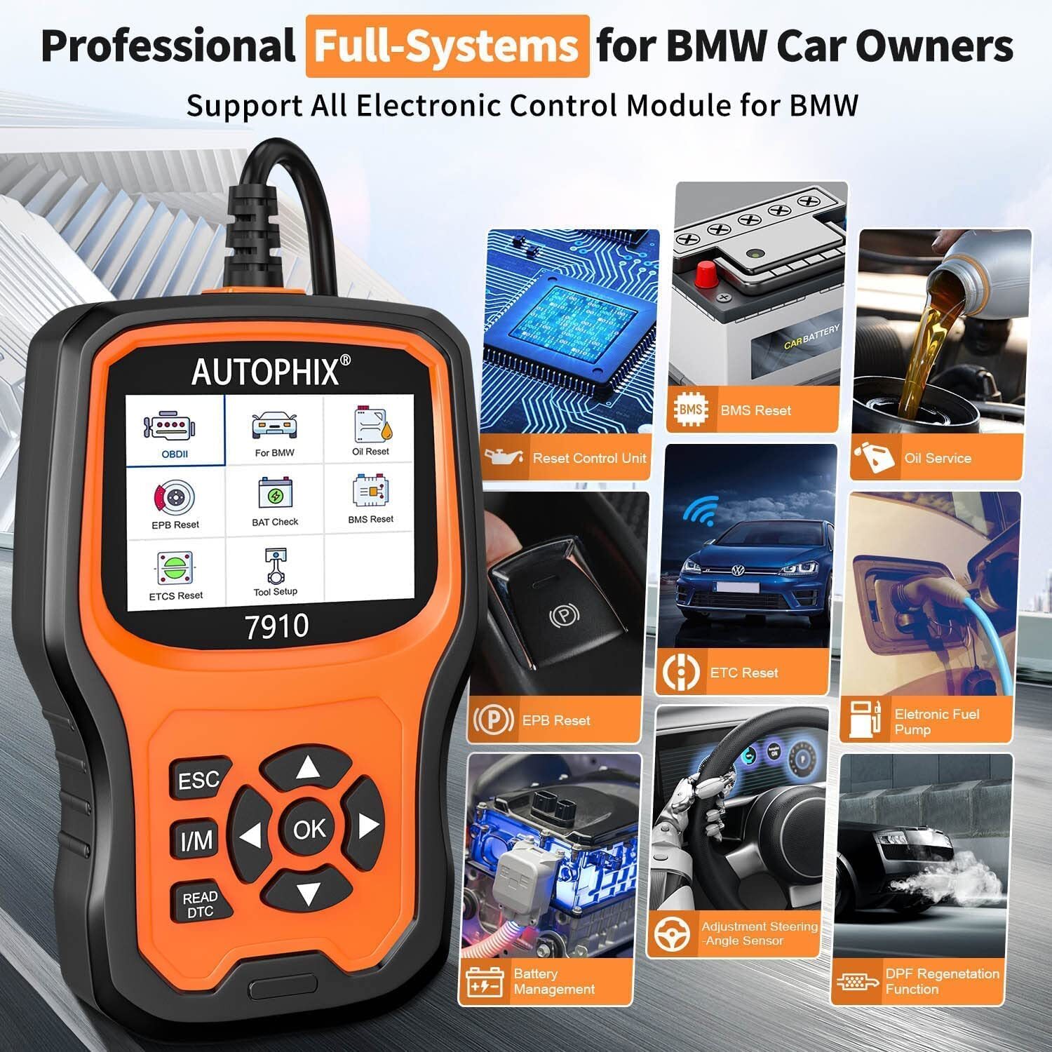 Autophix 7910 For BMW All System OBD2 Diagnostic Scanner Code Reader ABS SRS DPF
