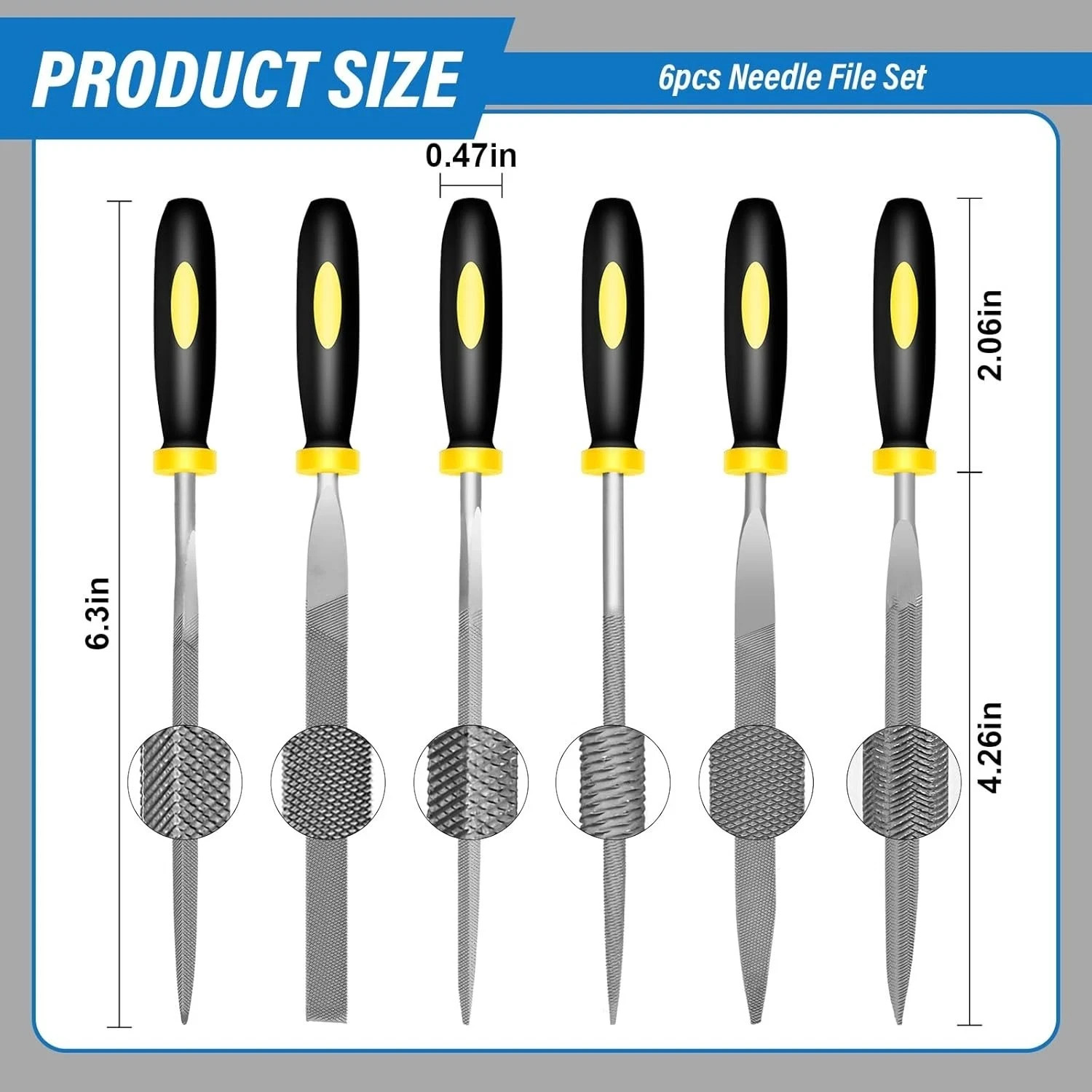 6Pcs Metal Needle File Set Small Hardened Carbon Steel File Mini Hand Metal Tool