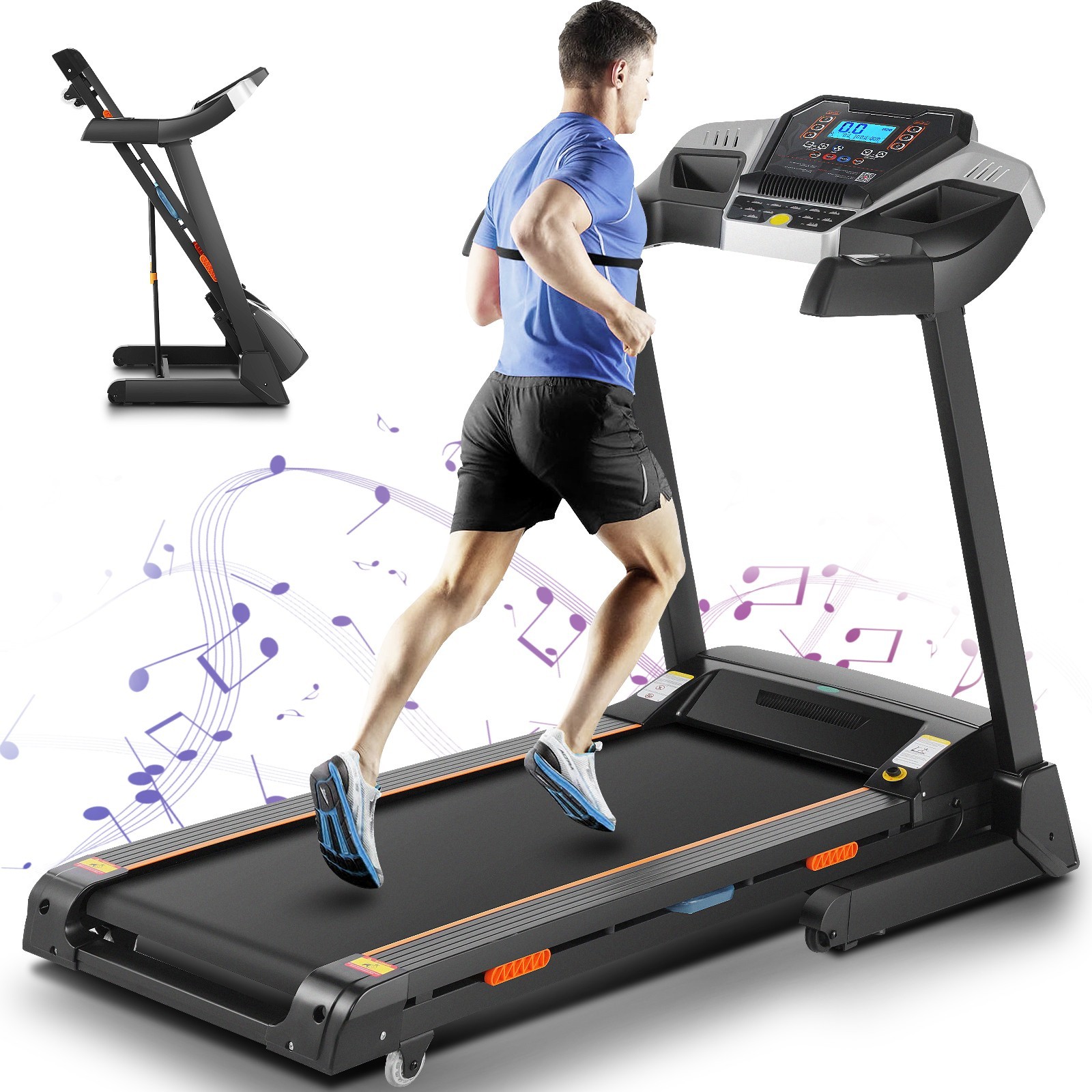 Electric Treadmill Under Desk Walking Pad Portable Fitness Running Machine Black