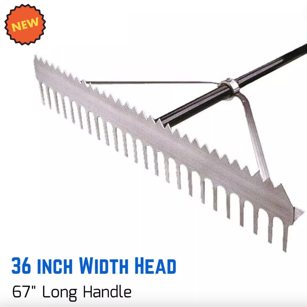 Double-Play Rake for Landscaping Yard Clearing Rock Roadbase Sand Field Grooming