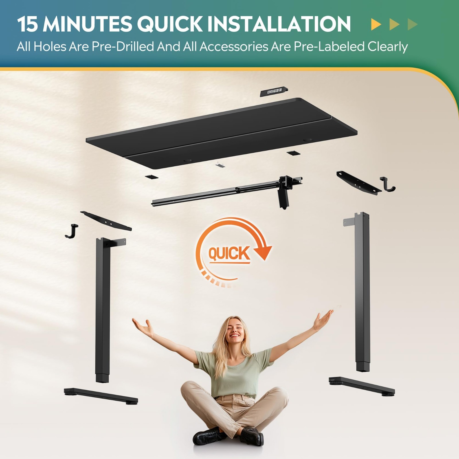 48 Inch Electric Standing Desk Adjustable Height Stand up Desk Computer Desk