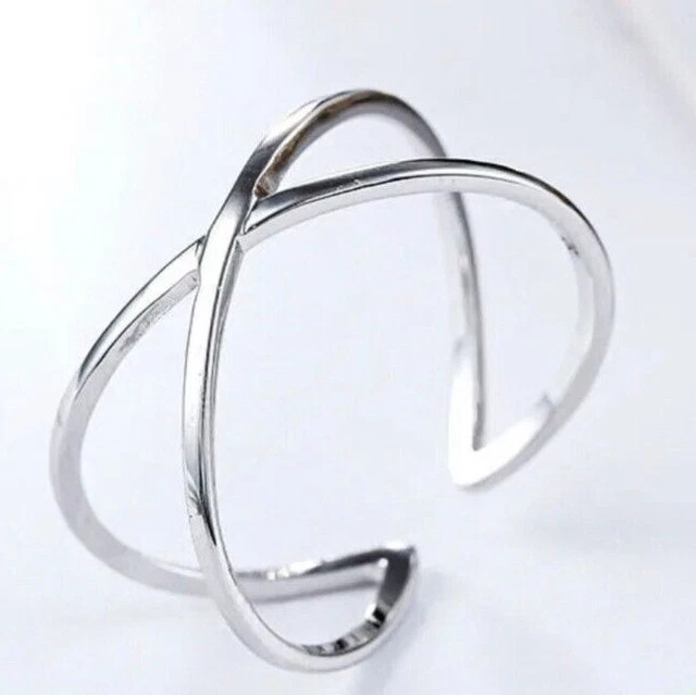Birthday Gift For Women's Adjustable Solid Metal Criss Cross Toe Ring 925 Silver