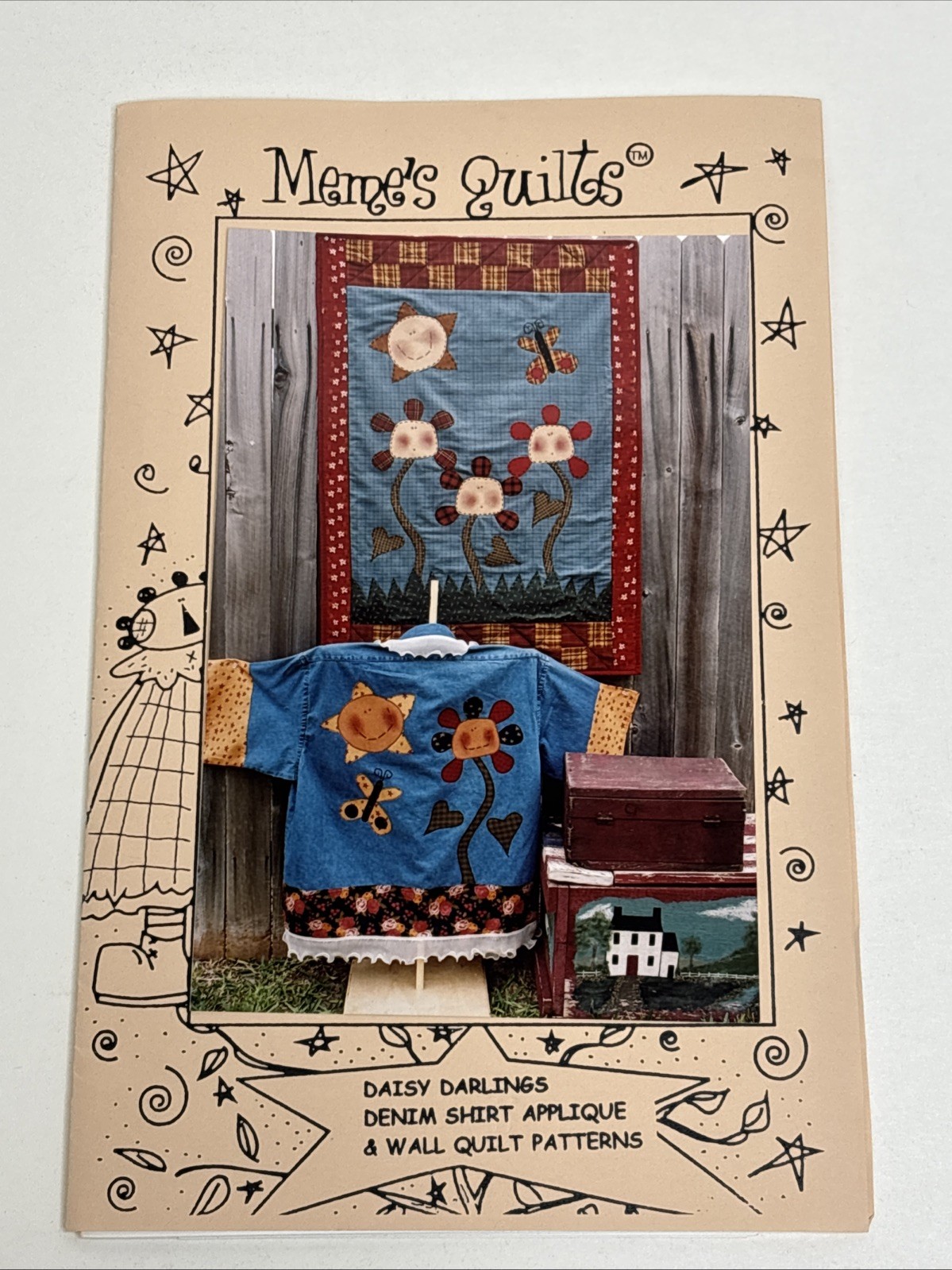 Meme's Quilts Daisy Darlings Denim Shirt Applique & Wall Quilt Pattern