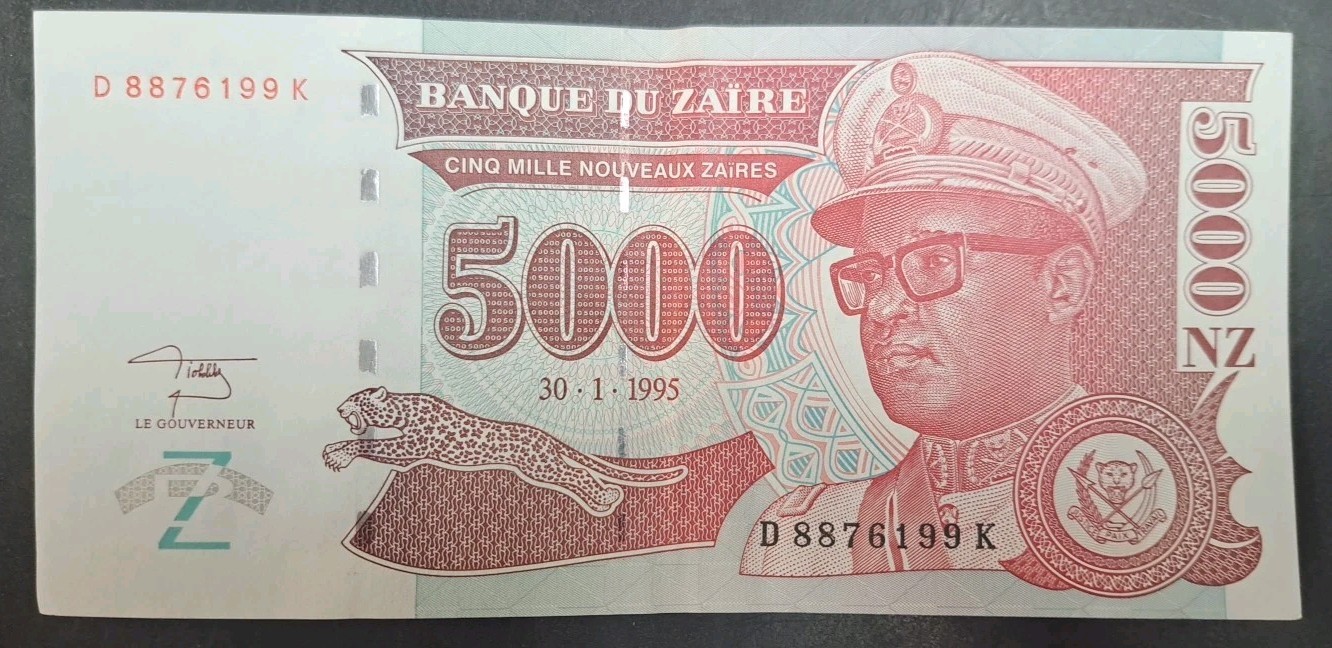 1995 Zaïre 5000 Nouveaux Zaïres P68a, D8876199K.
