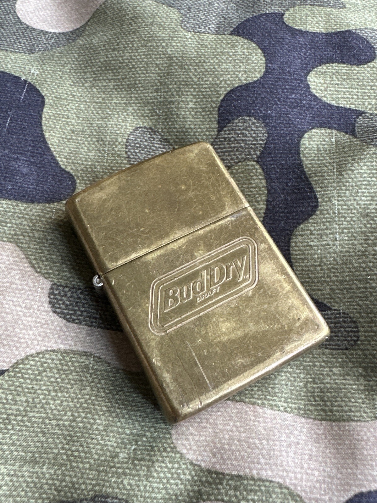 1993 Vintage Zippo Lighter - Bud Ice - Solid Brass Finish