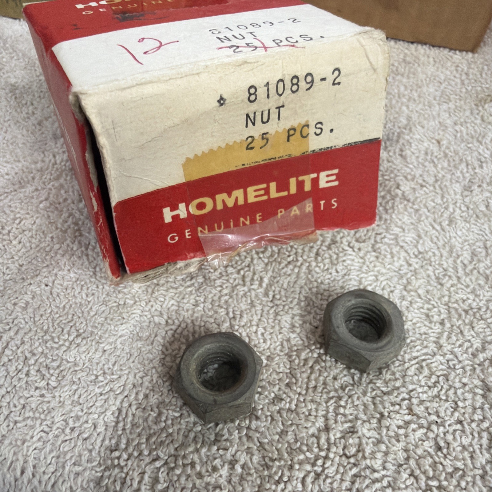 QTY-2 Homelite Super XL-925 Chainsaw  Hex Nuts 3/8"-16 OEM P/N 81089-2