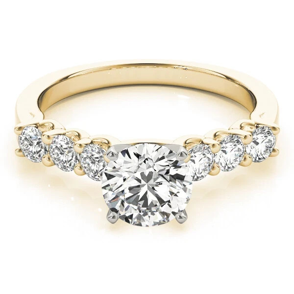 Round Cut 1.65 Ct VVS1 Diamond Lab-Created Engagement Ring 14K Yellow Gold FN