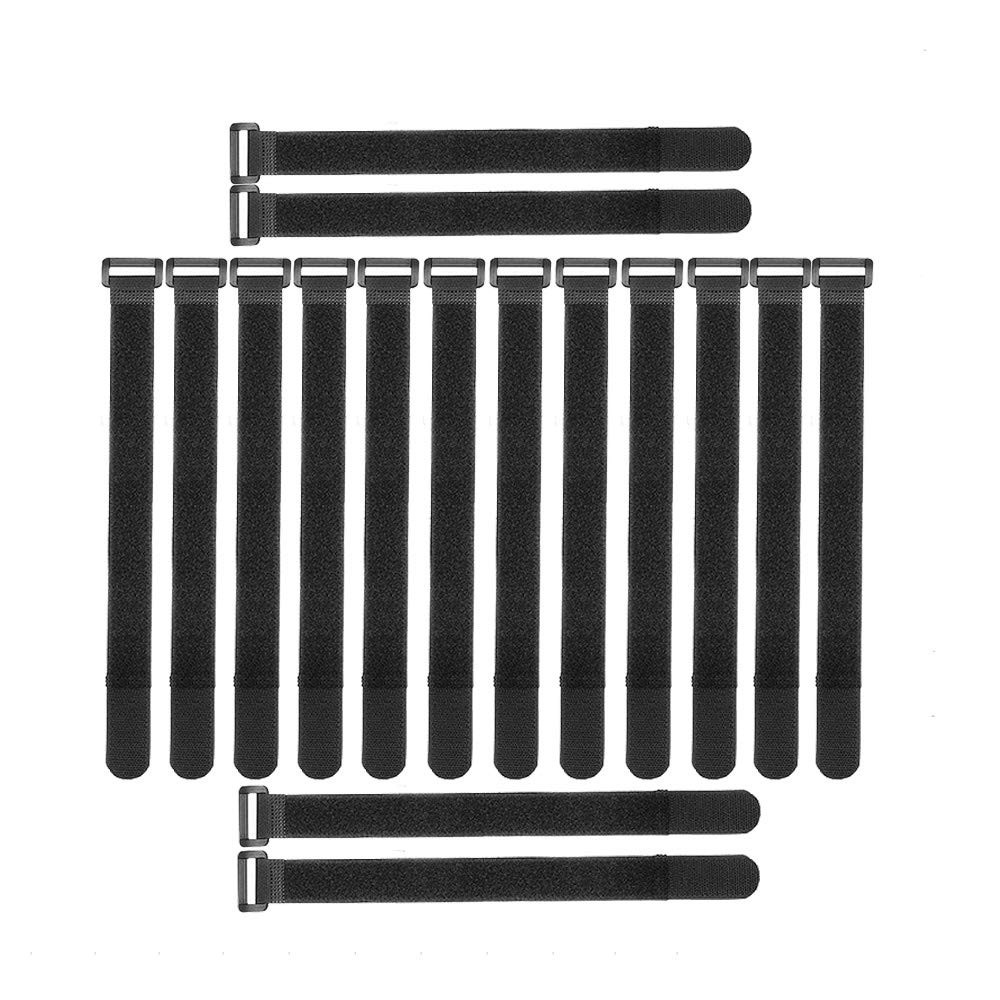 [16 Pack] Cable Straps 12 inch, Reusable 1'' x 12 '' - 16 pcs, Black