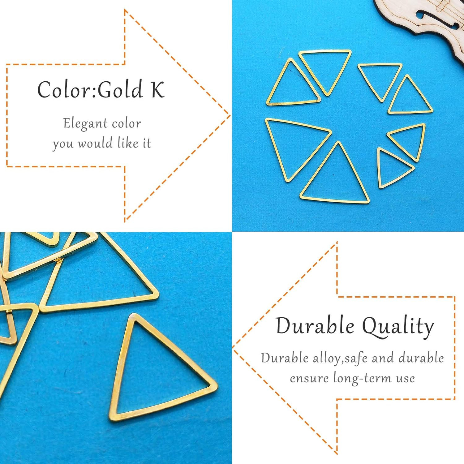 70Pcs Triangle Earring Beading Ring,4Sizes Earring Hoops Connector Links Open Be