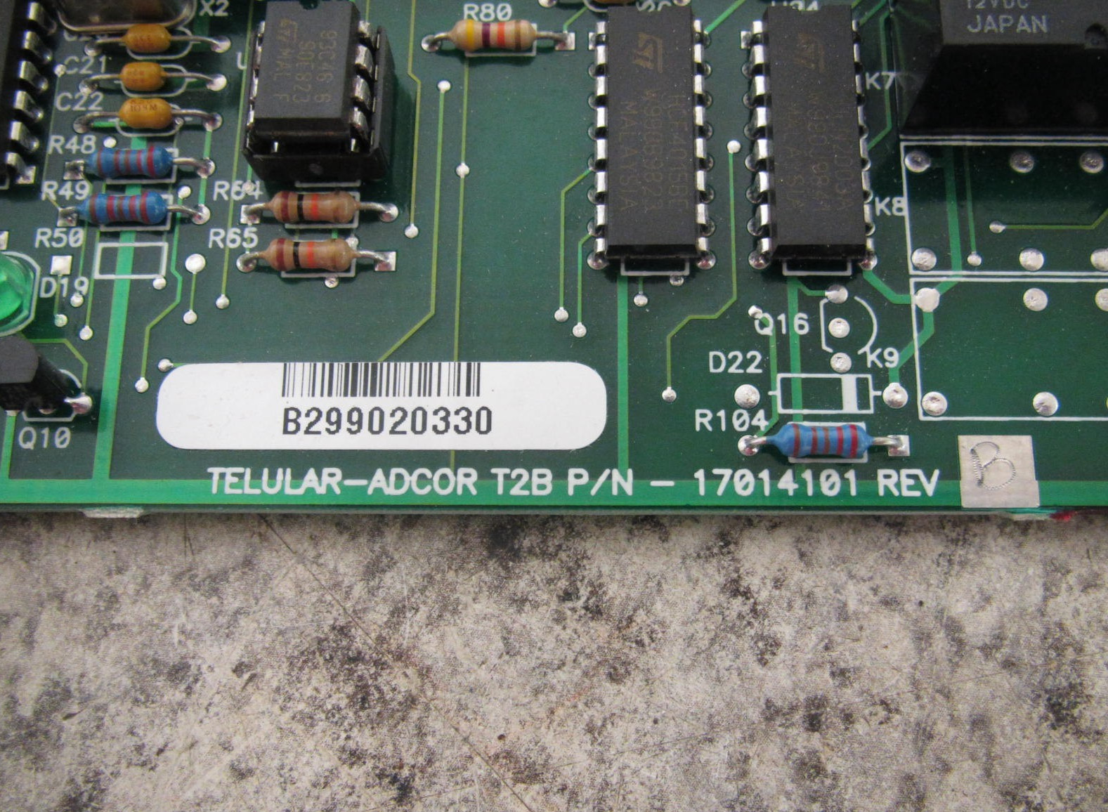 Telular / Telguard T2B / 17014101 Cellular Alarm Panel Control Circuit Board