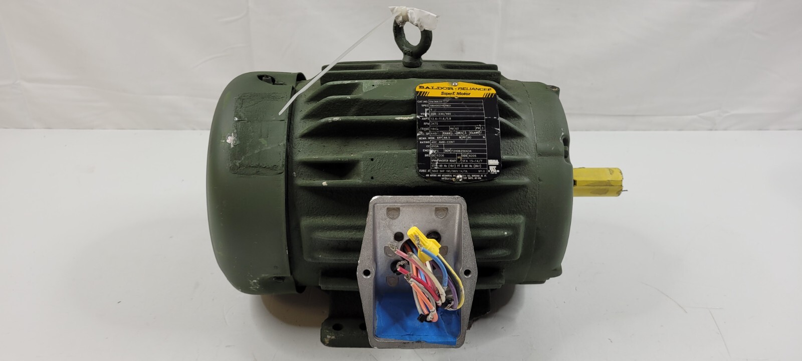 Baldor Reliance Super-E Motor EM3663T 5HP 3475RPM 208-230/460V Frame 184T DAMAGE