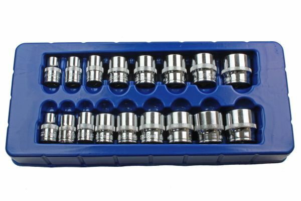 US PRO Tools 17pc 3/8 dr Shallow Sockets Set, Socket 6 Point 8-24mm 1376