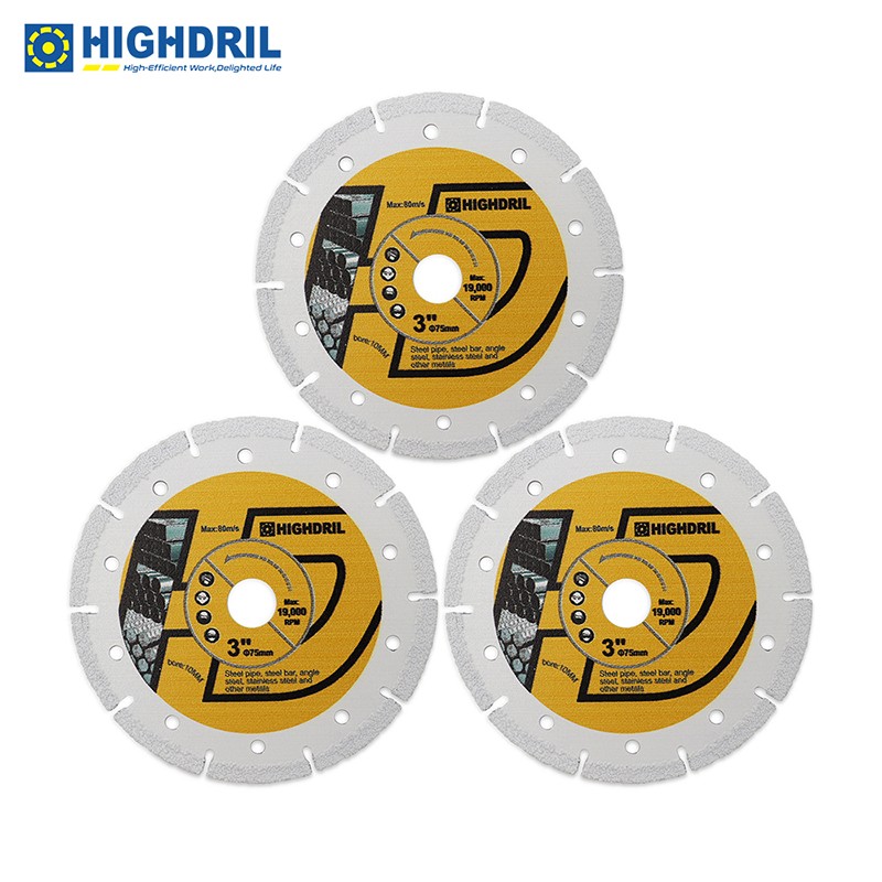 3pcs 75mm Diamond Saw Blade Vacuum Brazing Cutting Disc All Purpose Demolition