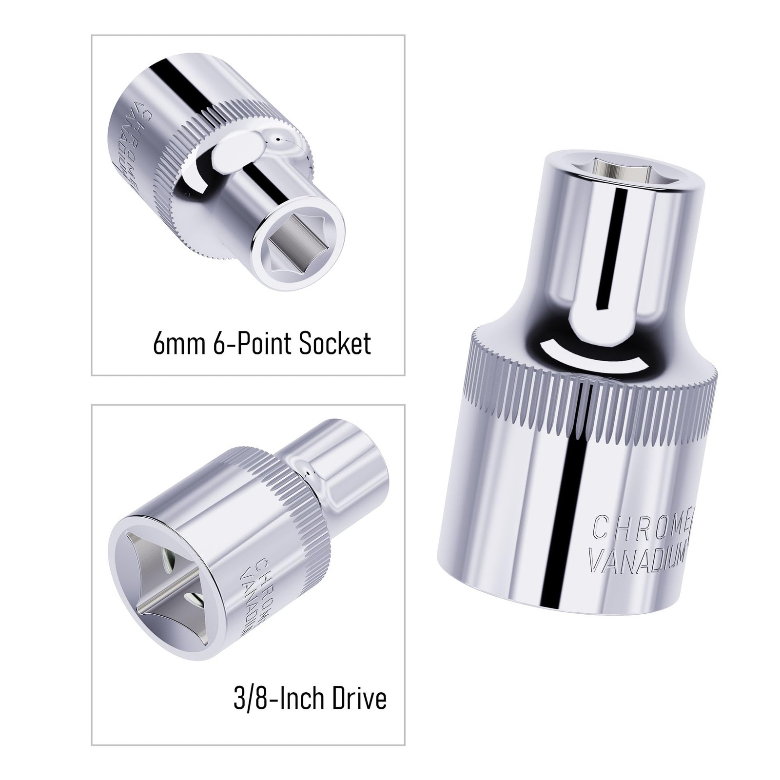 6mm Shallow Socket, 3/8" Drive, 6-Point