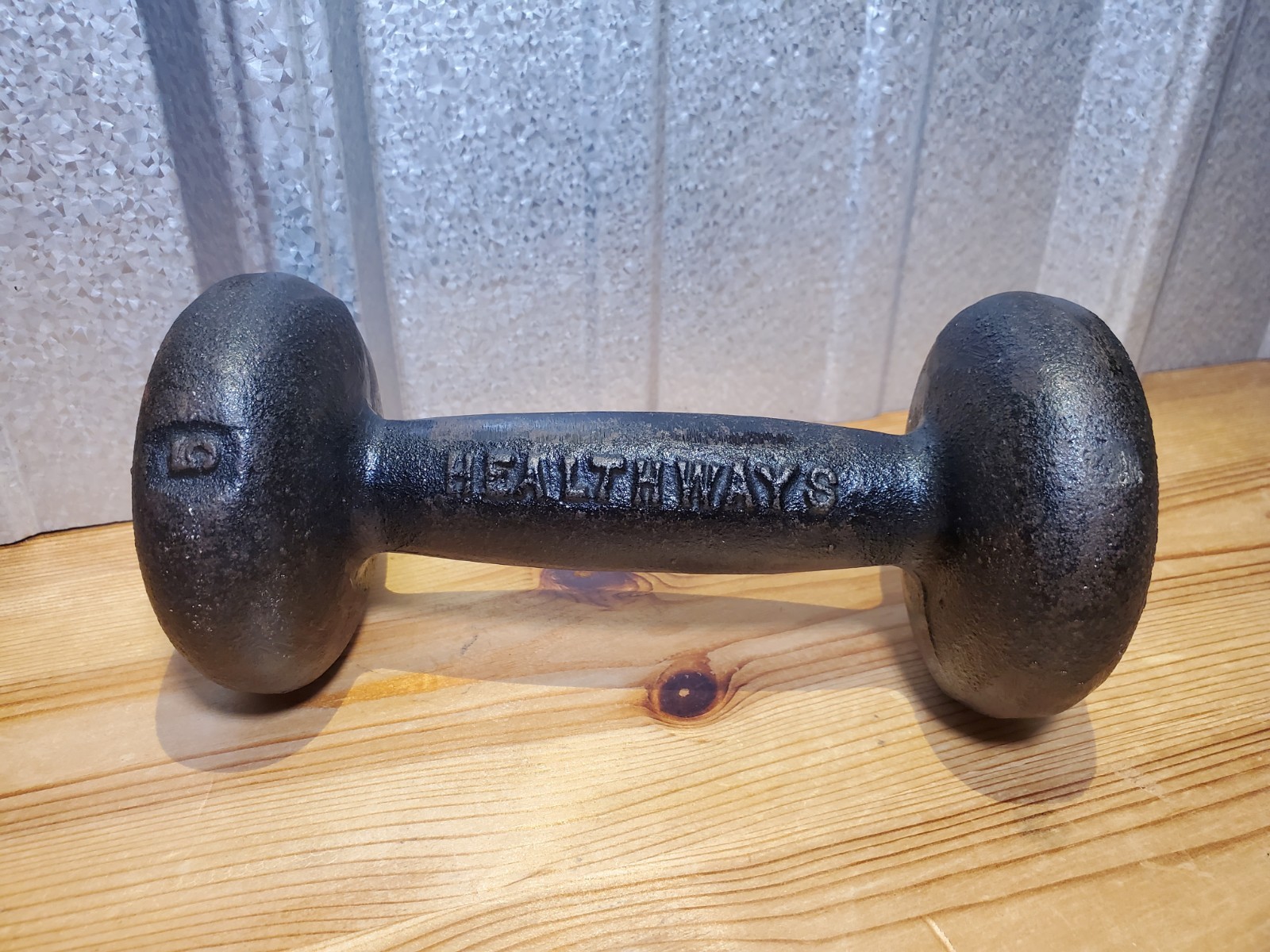 Vintage 1950's Healthways Branded Cast Iron 5 Pound Single Dumbbell