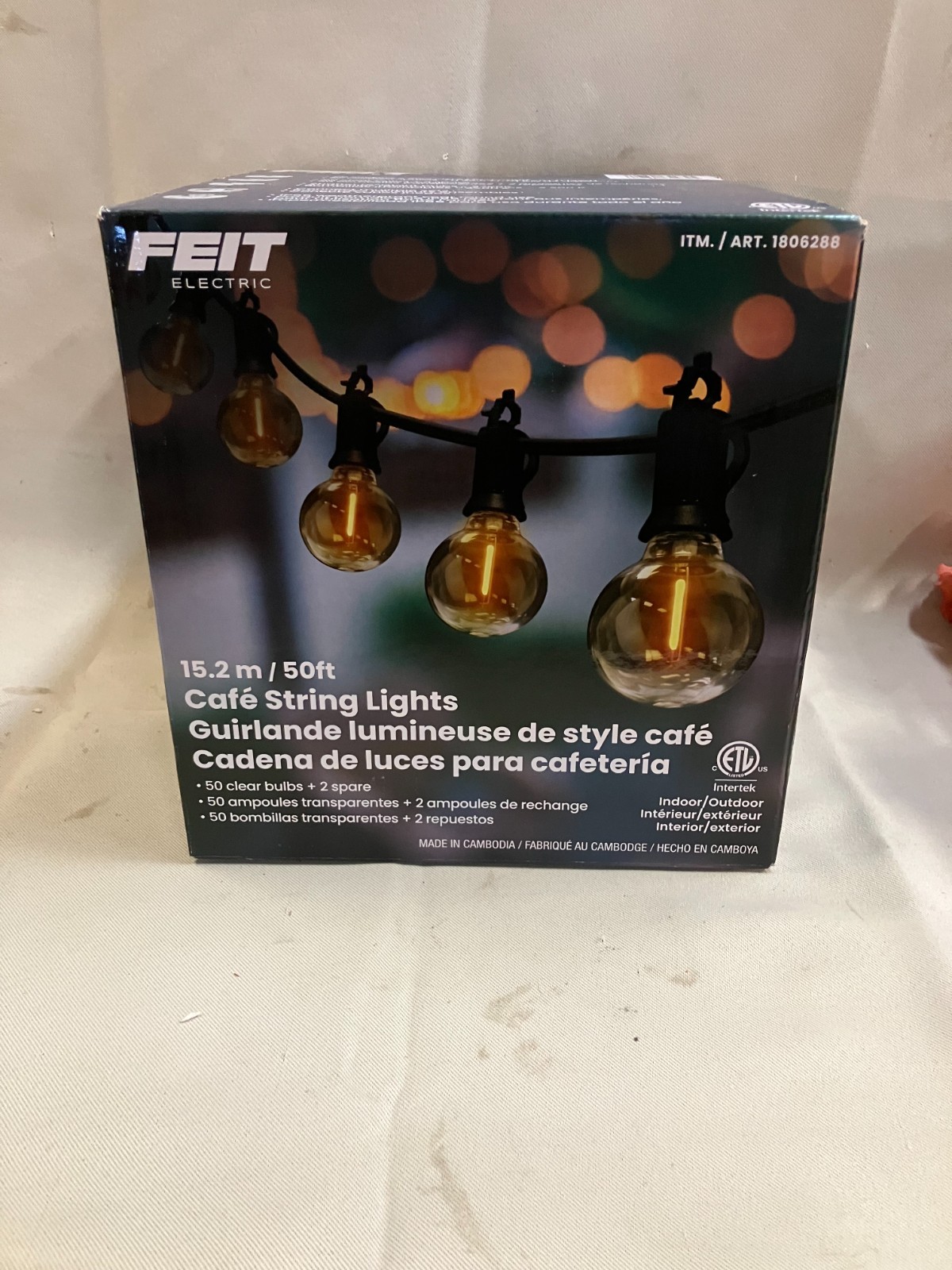 Feit Electric 50 Ft LED Cafe String Light with 50 Clear Shatterproof Bulbs