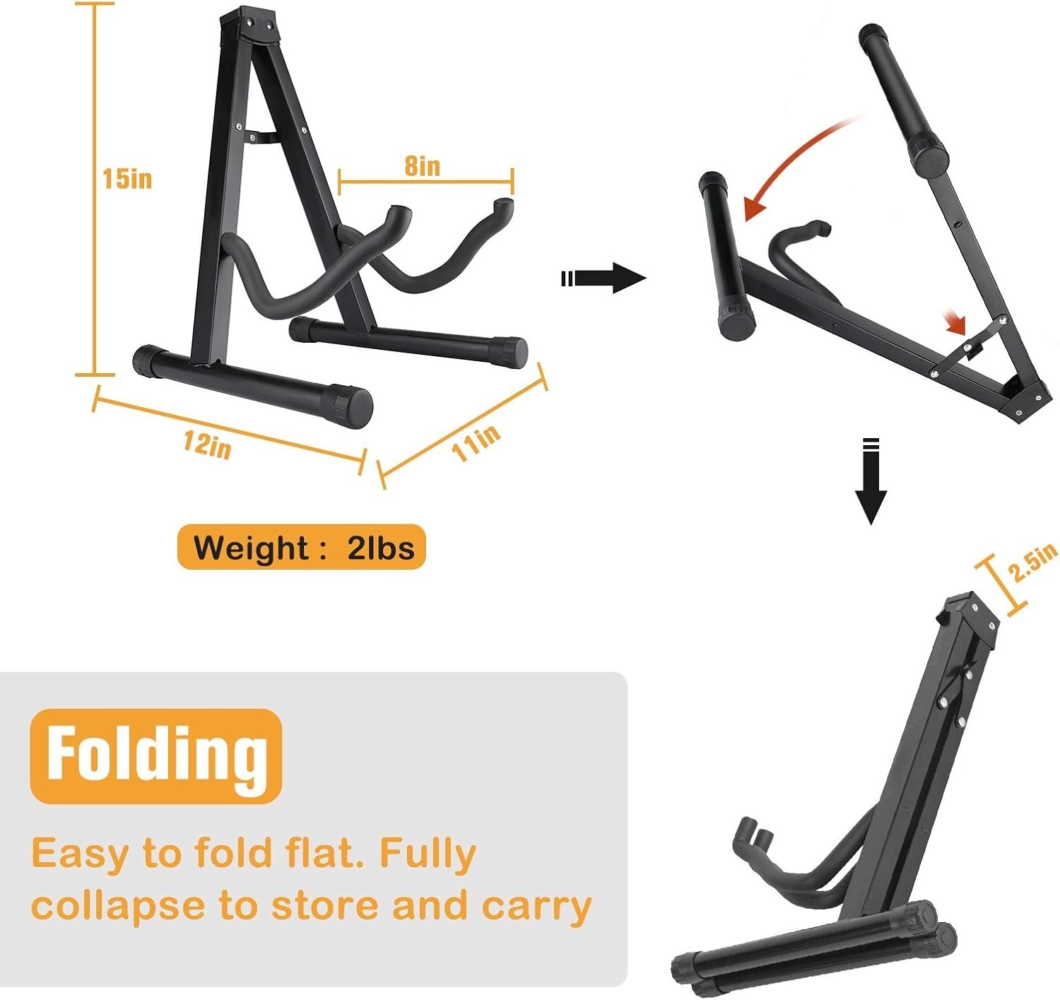 Guitar Stand Universal Foldable Folding A-Frame Instruments Holder Portable