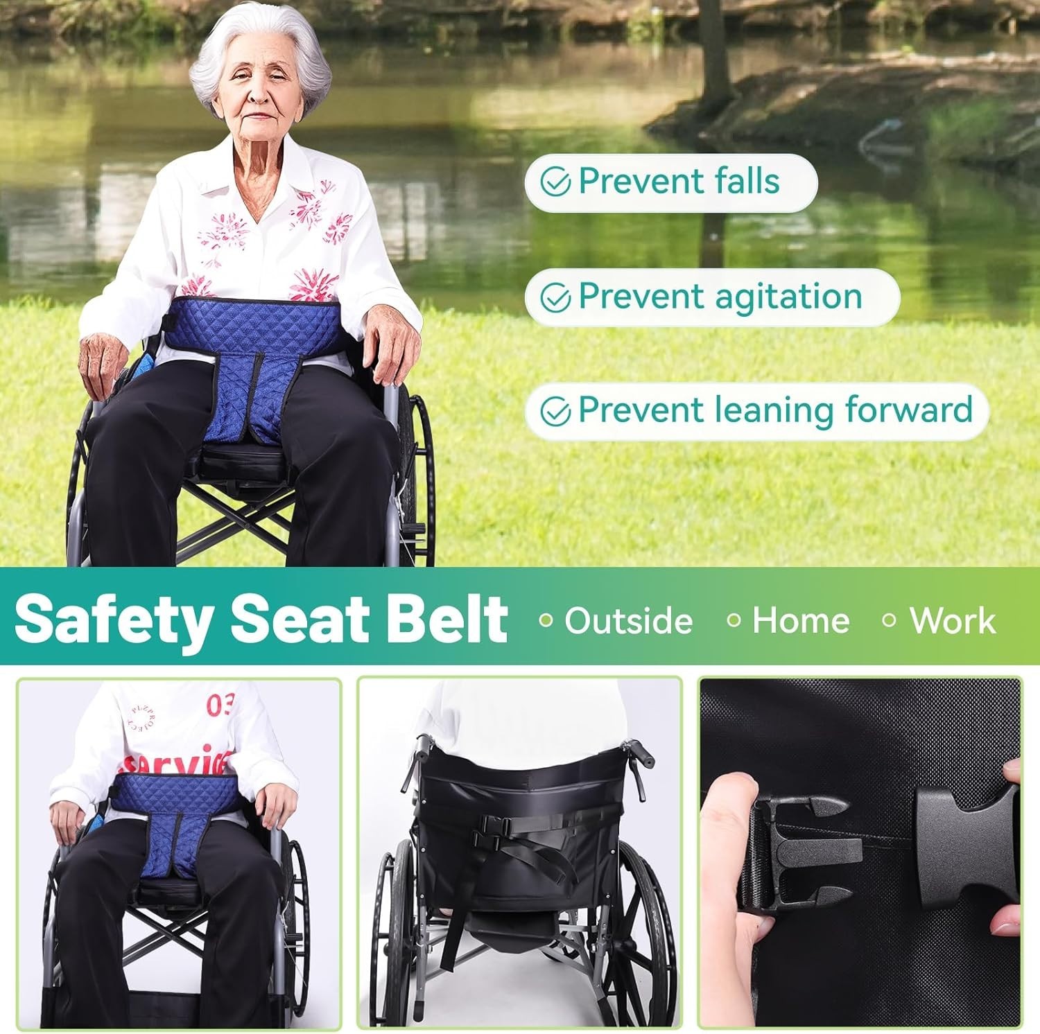 Multi-Buckle Wheelchair Safety Belt-Adjustable Medical Strap for Elderly&Disable